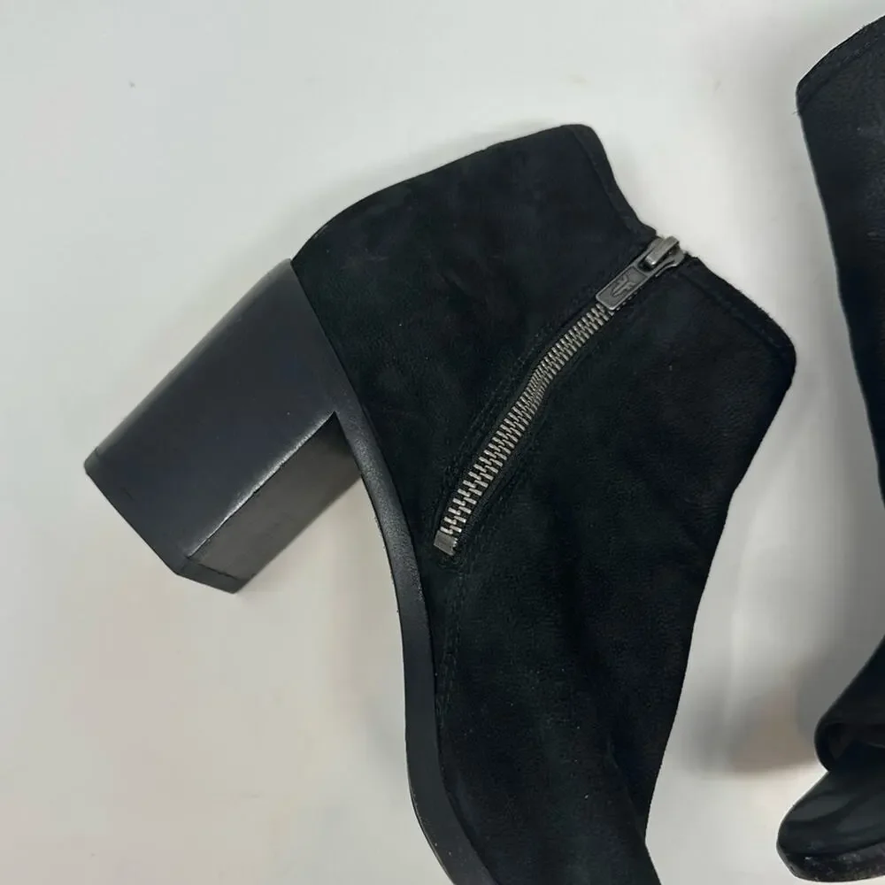 Frye Danica Chelsea Peep Toe Boot - Black Leather Heeled Size 9 Womens Shoes